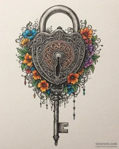 Tattoo design a pixelated key unlocking a rea... - эскиз тату (№1752909906_0, 19.07.2025 07:25) — Tatufoto.com