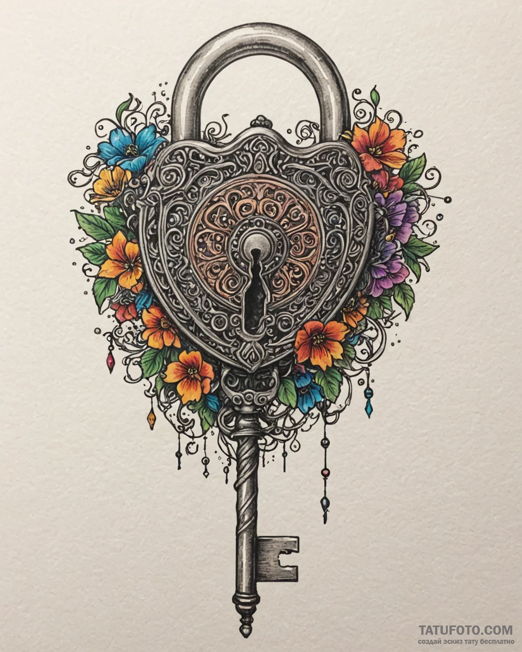 Tattoo design a pixelated key unlocking a rea... - эскиз тату (№1752909906_0, 19.07.2025 07:25) — Tatufoto.com
