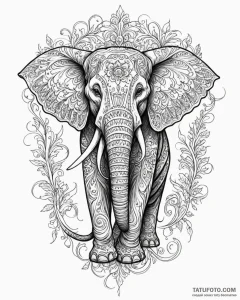 Elephant, concept art for tattoo, ornamental... - эскиз тату (№1752910070_0, 19.07.2025 07:27) — Tatufoto.com