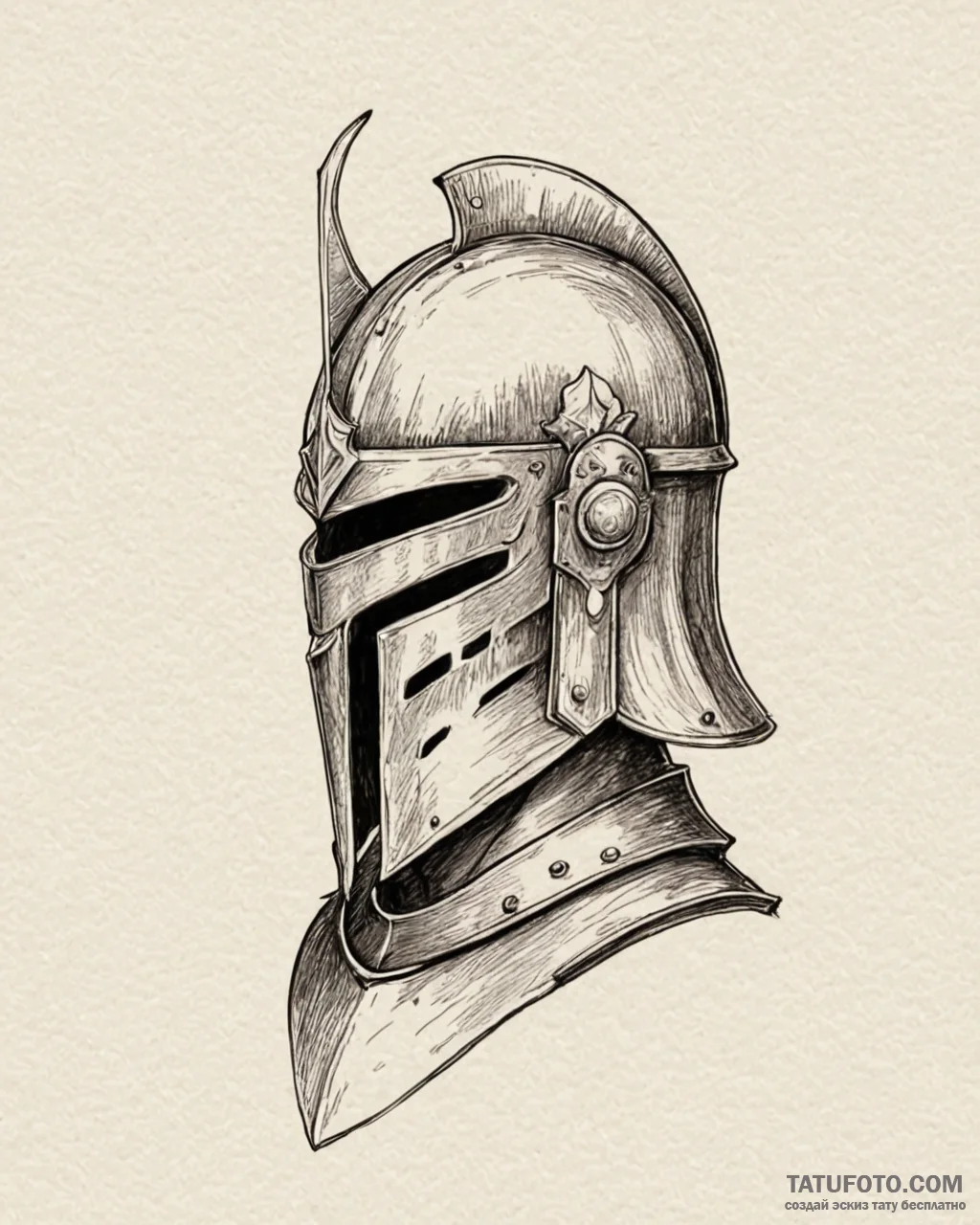 Tattoo design a minimalist knight’s helmet, f… — эскиз тату (№1752910904_0, 19.07.2025 07:41) — Tatufoto.com