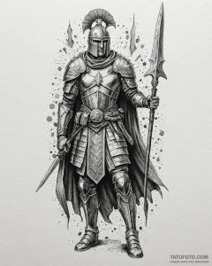 Tattoo design: a powerful slavic warrior clad... - эскиз тату (№1752911069_0, 19.07.2025 07:44) — Tatufoto.com