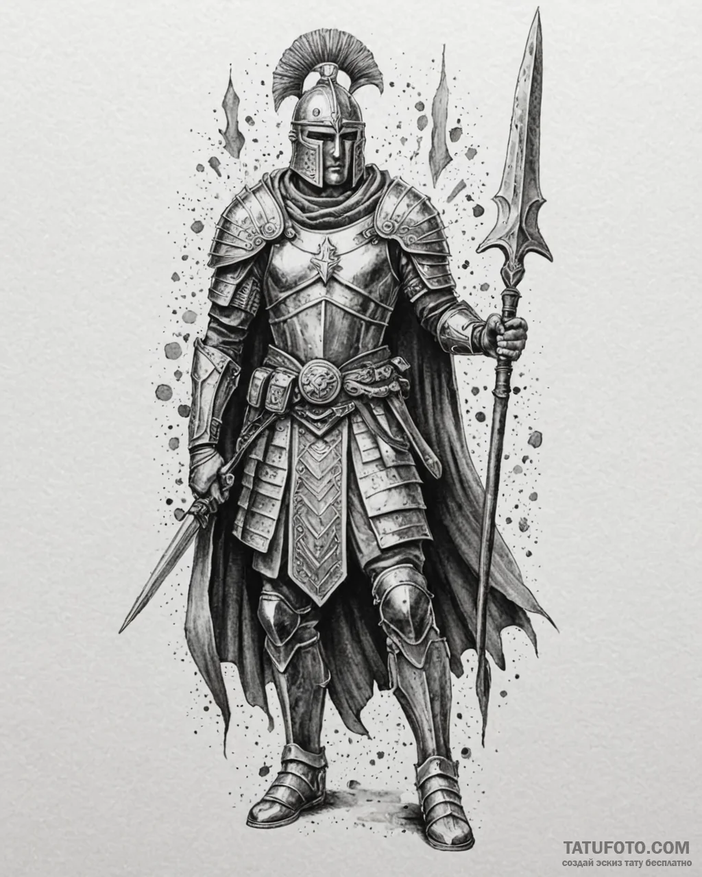 Tattoo design: a powerful slavic warrior clad… — эскиз тату (№1752911069_0, 19.07.2025 07:44) — Tatufoto.com
