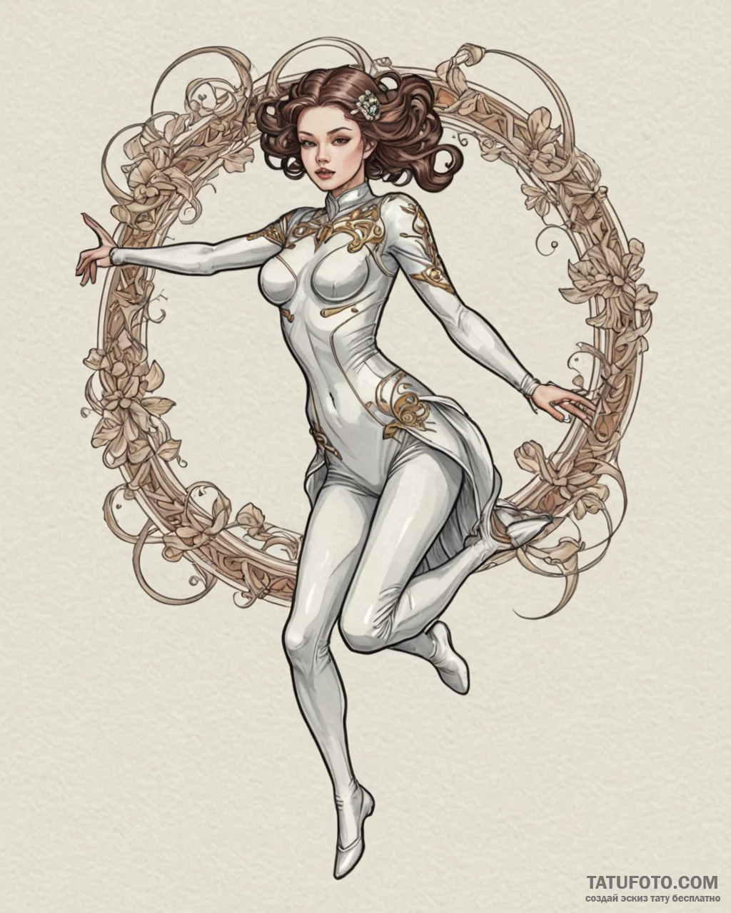 A sketch of trinity in her iconic latex suit,... - эскиз тату (№1752911318_0, 19.07.2025 07:48) — Tatufoto.com