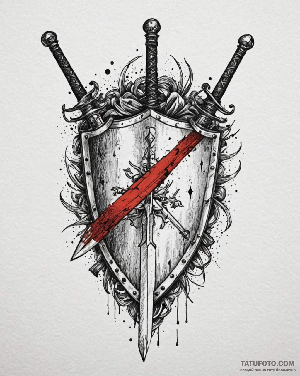 Tattoo design a pixelated sword and shield cr... - эскиз тату (№1752911565_0, 19.07.2025 07:52) — Tatufoto.com