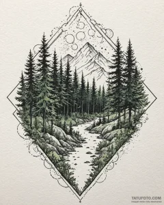 A watercolor sketch of the beautiful forest l... - эскиз тату (№1752911979_0, 19.07.2025 07:59) — Tatufoto.com