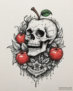 A neo-traditional tattoo of the poison apple... - эскиз тату (№1752912062_0, 19.07.2025 08:01) — Tatufoto.com