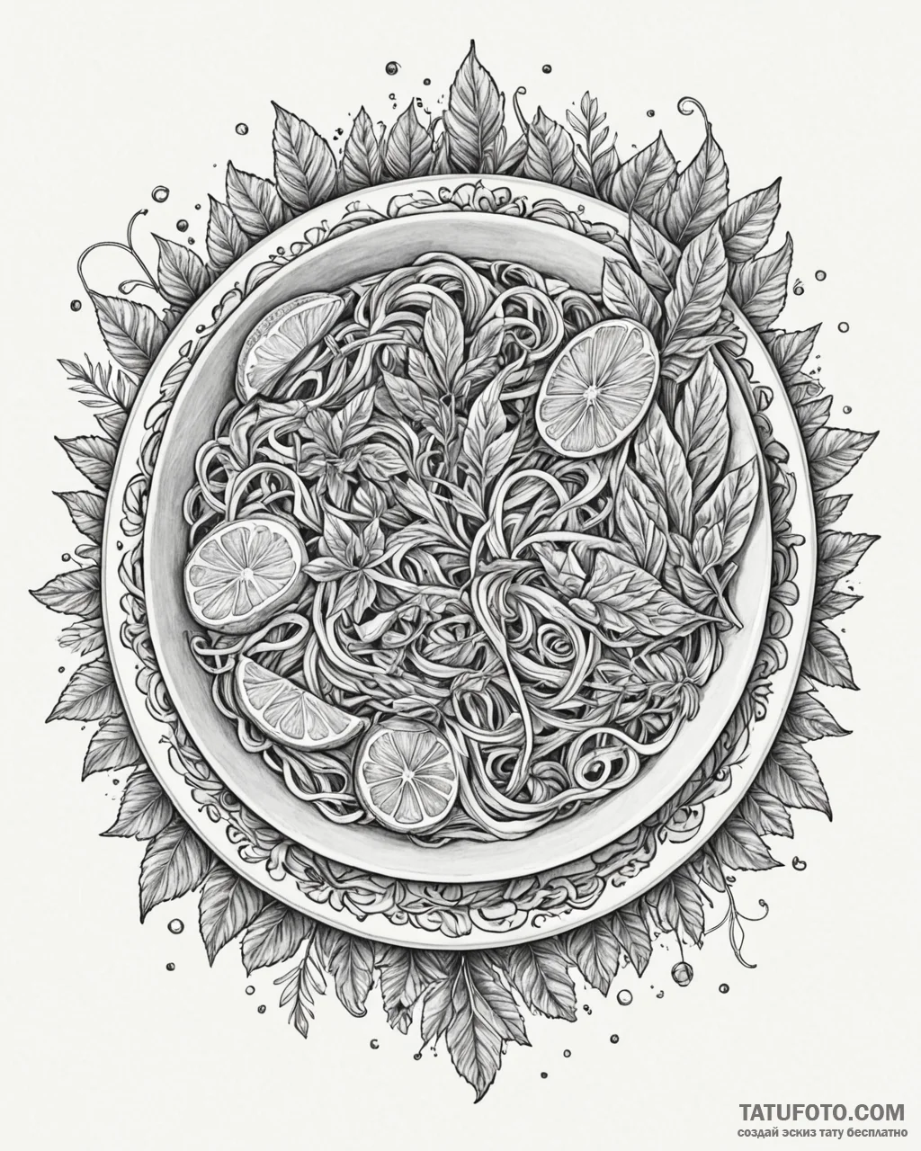 A vibrant bowl of pho, with fresh herbs, lime… — эскиз тату (№1752912721_0, 19.07.2025 08:12) — Tatufoto.com