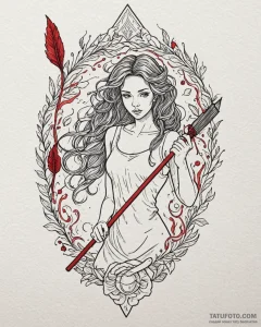 Tattoo design a virgo maiden tidying up chaot... - эскиз тату (№1752912803_0, 19.07.2025 08:13) — Tatufoto.com