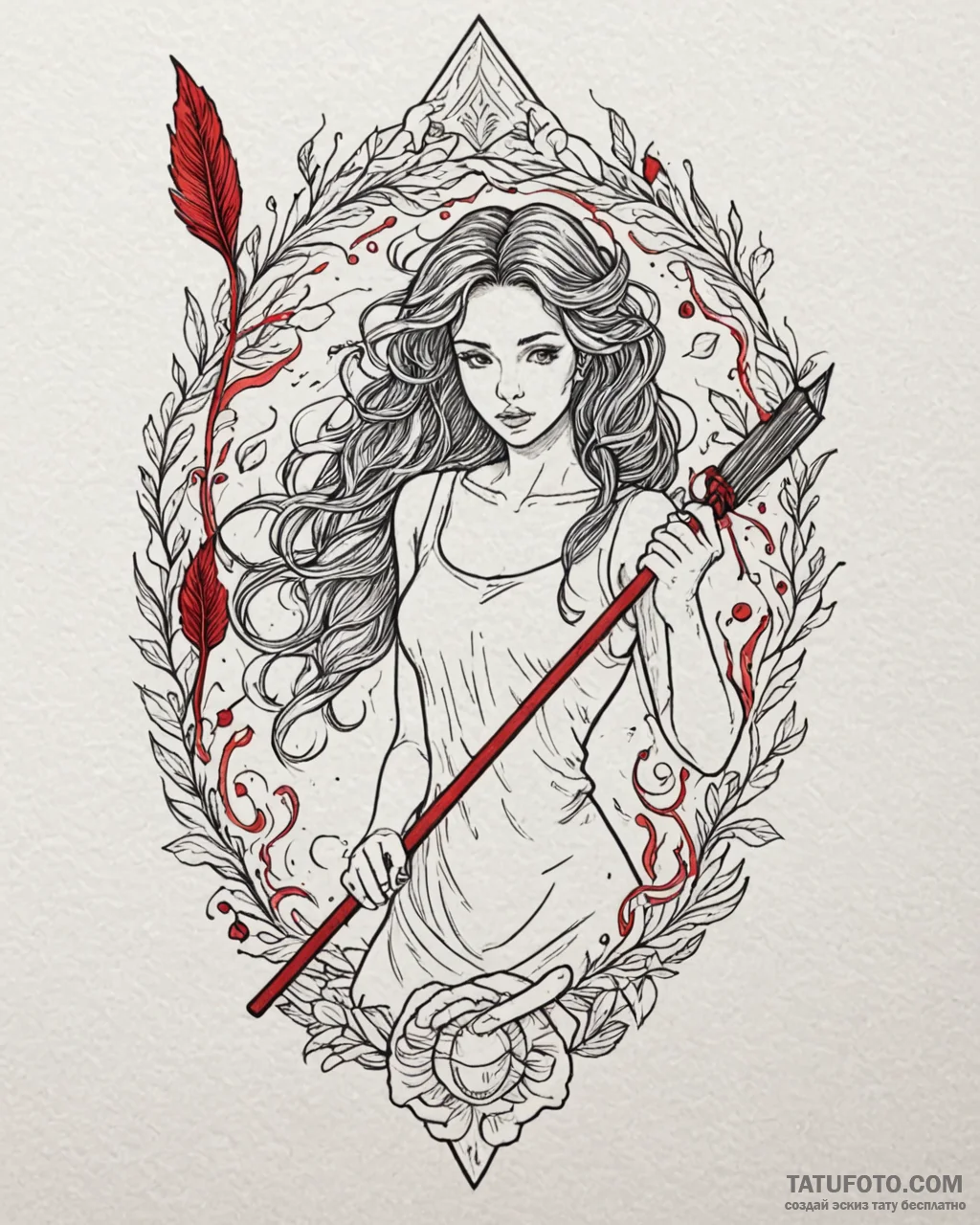 Tattoo design a virgo maiden tidying up chaot… — эскиз тату (№1752912803_0, 19.07.2025 08:13) — Tatufoto.com