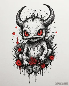 Tattoo design a tiny, playful monster or crea... - эскиз тату (№1752912886_0, 19.07.2025 08:14) — Tatufoto.com