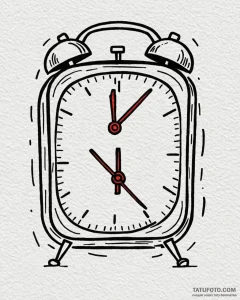 A linework tattoo of the alarm clock from gro... - эскиз тату (№1752913216_0, 19.07.2025 08:20) — Tatufoto.com