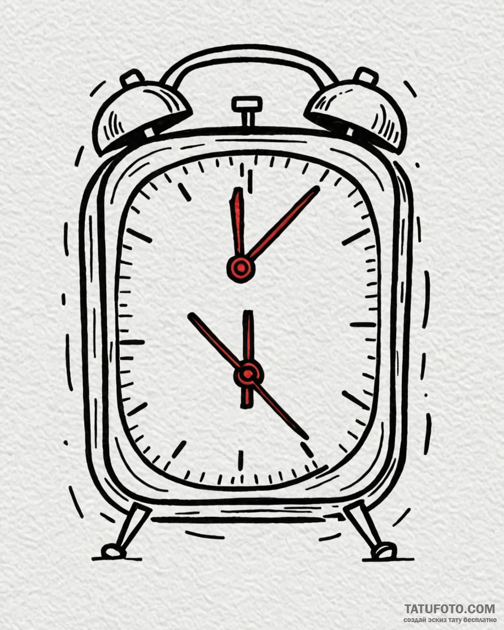 A linework tattoo of the alarm clock from gro... - эскиз тату (№1752913216_0, 19.07.2025 08:20) — Tatufoto.com
