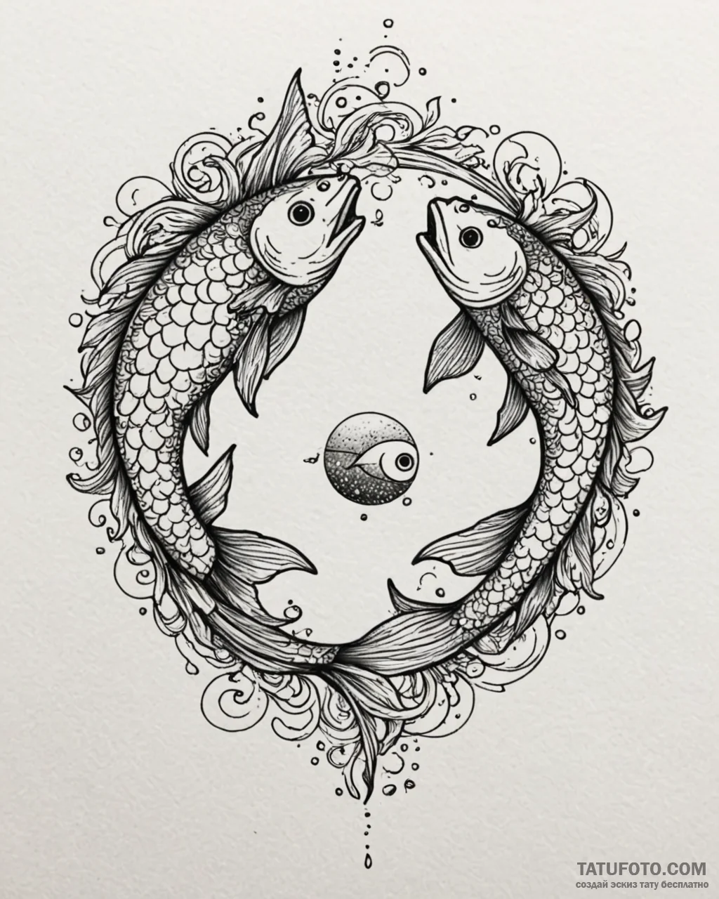 Tattoo design pisces fish, one in dotwork, th... - эскиз тату (№1752913464_0, 19.07.2025 08:24) — Tatufoto.com