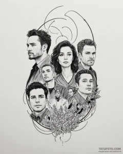 A sketch of the main characters from the expa... - эскиз тату (№1752913546_0, 19.07.2025 08:25) — Tatufoto.com