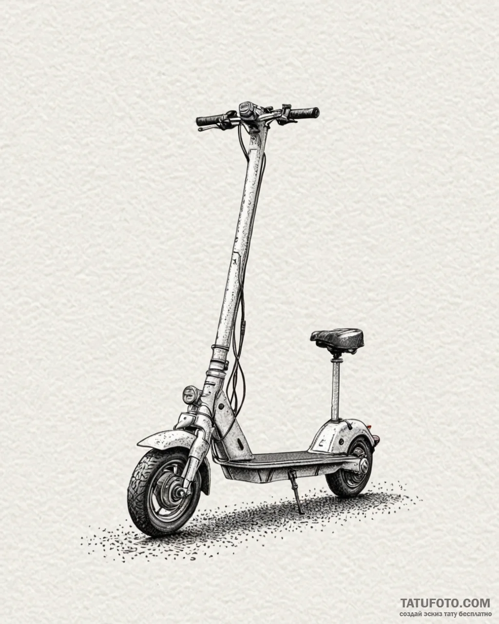 A modern, electric scooter parked on a city s… — эскиз тату (№1752913629_0, 19.07.2025 08:27) — Tatufoto.com