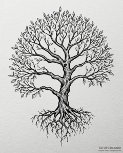 Tattoo sketch a tree of life, stylized with g... - эскиз тату (№1752913793_0, 19.07.2025 08:29) — Tatufoto.com