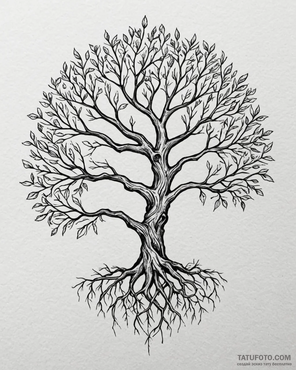 Tattoo sketch a tree of life, stylized with g... - эскиз тату (№1752913793_0, 19.07.2025 08:29) — Tatufoto.com