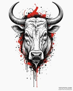 Tattoo sketch a stylized bull's head, solid a... - эскиз тату (№1752914865_0, 19.07.2025 08:47) — Tatufoto.com
