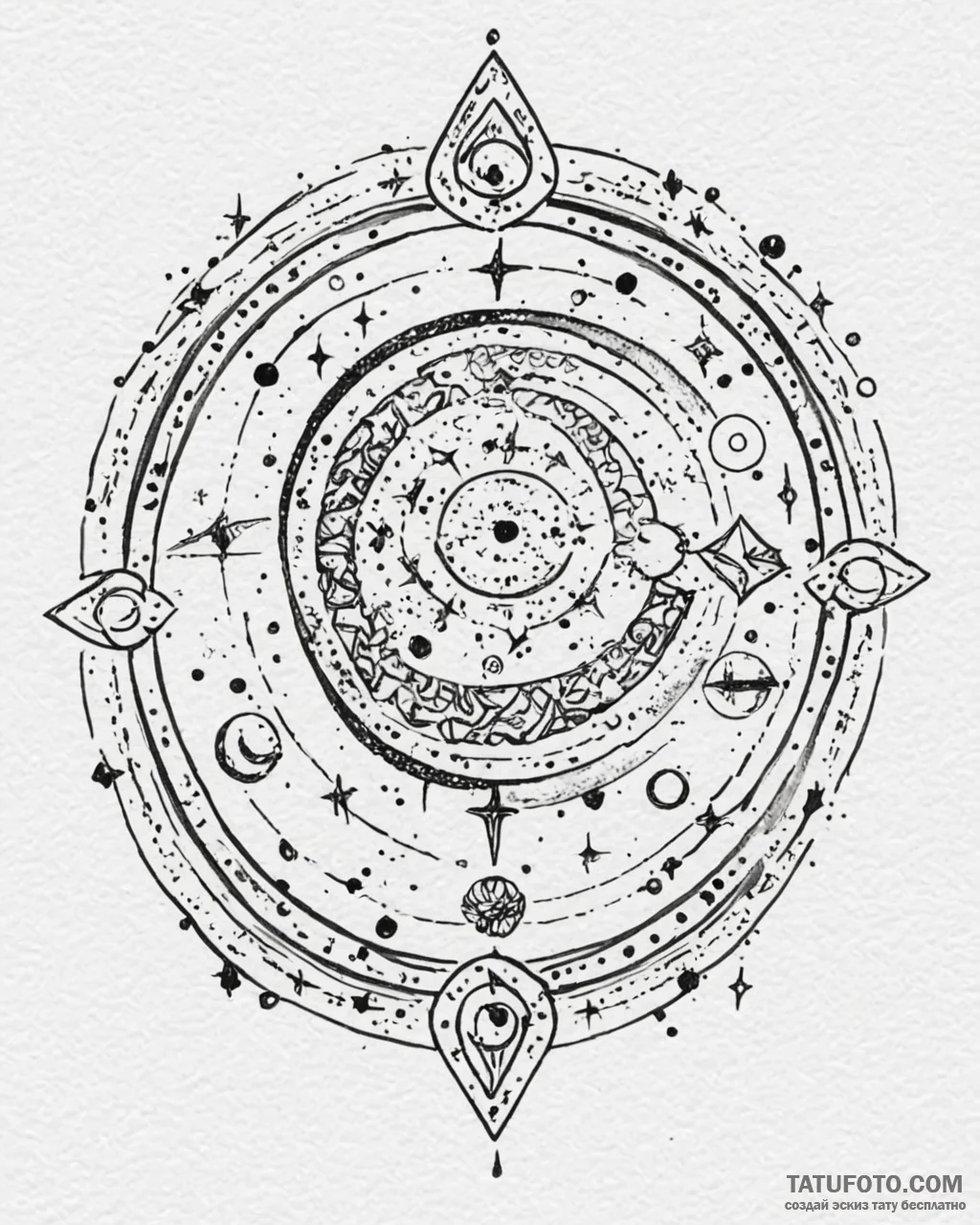 Tattoo design a zodiac glyph composed of tiny... - эскиз тату (№1752915043_0, 19.07.2025 08:50) — Tatufoto.com