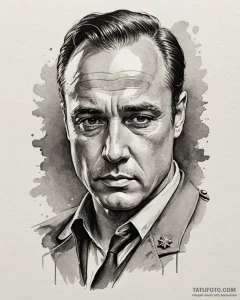 A trash polka portrait of marlon brando as co... - эскиз тату (№1752915374_0, 19.07.2025 08:56) — Tatufoto.com
