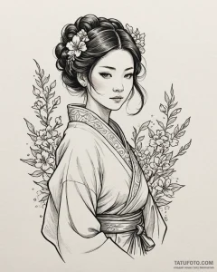 A neo-traditional portrait of o-ren ishii in... - эскиз тату (№1752915623_0, 19.07.2025 09:00) — Tatufoto.com