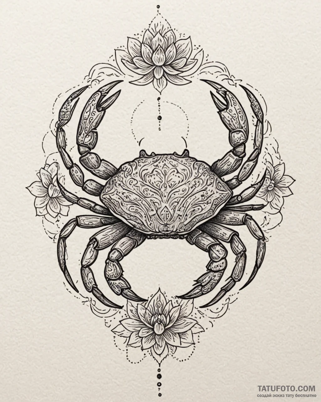 Tattoo design a cancer crab, with its shell c... - эскиз тату (№1752915706_0, 19.07.2025 09:01) — Tatufoto.com
