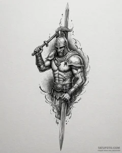 Tattoo sketch a spartan spear crossed with a... - эскиз тату (№1752915871_0, 19.07.2025 09:04) — Tatufoto.com