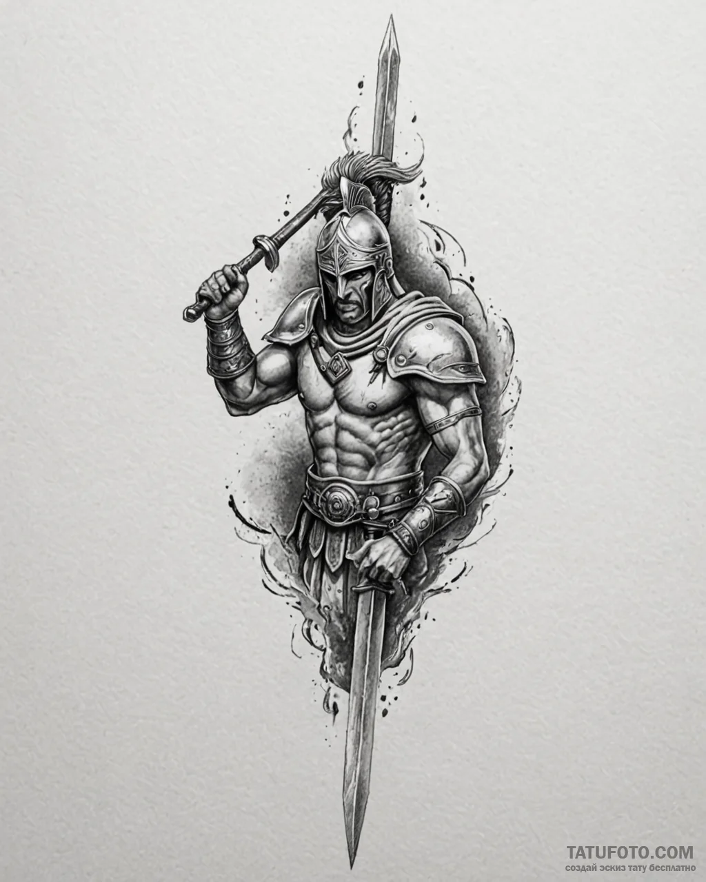 Tattoo sketch a spartan spear crossed with a... - эскиз тату (№1752915871_0, 19.07.2025 09:04) — Tatufoto.com