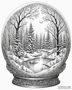 The view from inside a snow globe., artistic... - эскиз тату (№1752916119_0, 19.07.2025 09:08) — Tatufoto.com