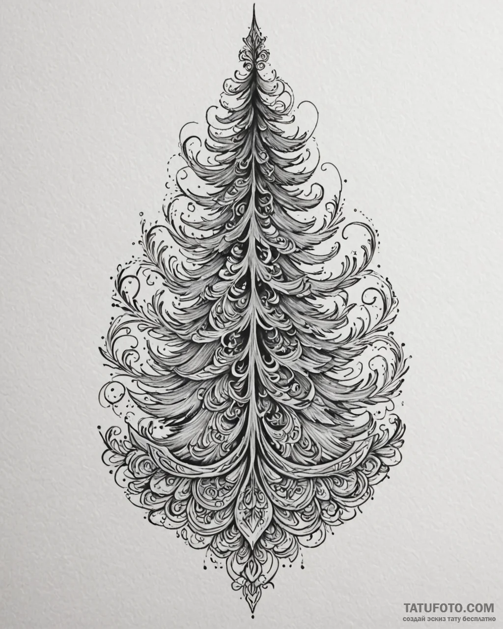 Fir trees, tattoo sketch design, ornamental t… — эскиз тату (№1752916285_0, 19.07.2025 09:11) — Tatufoto.com