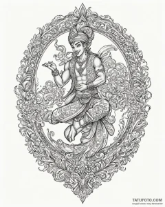 A sketch of the genie from aladdin, "you ain'... - эскиз тату (№1752916449_0, 19.07.2025 09:14) — Tatufoto.com