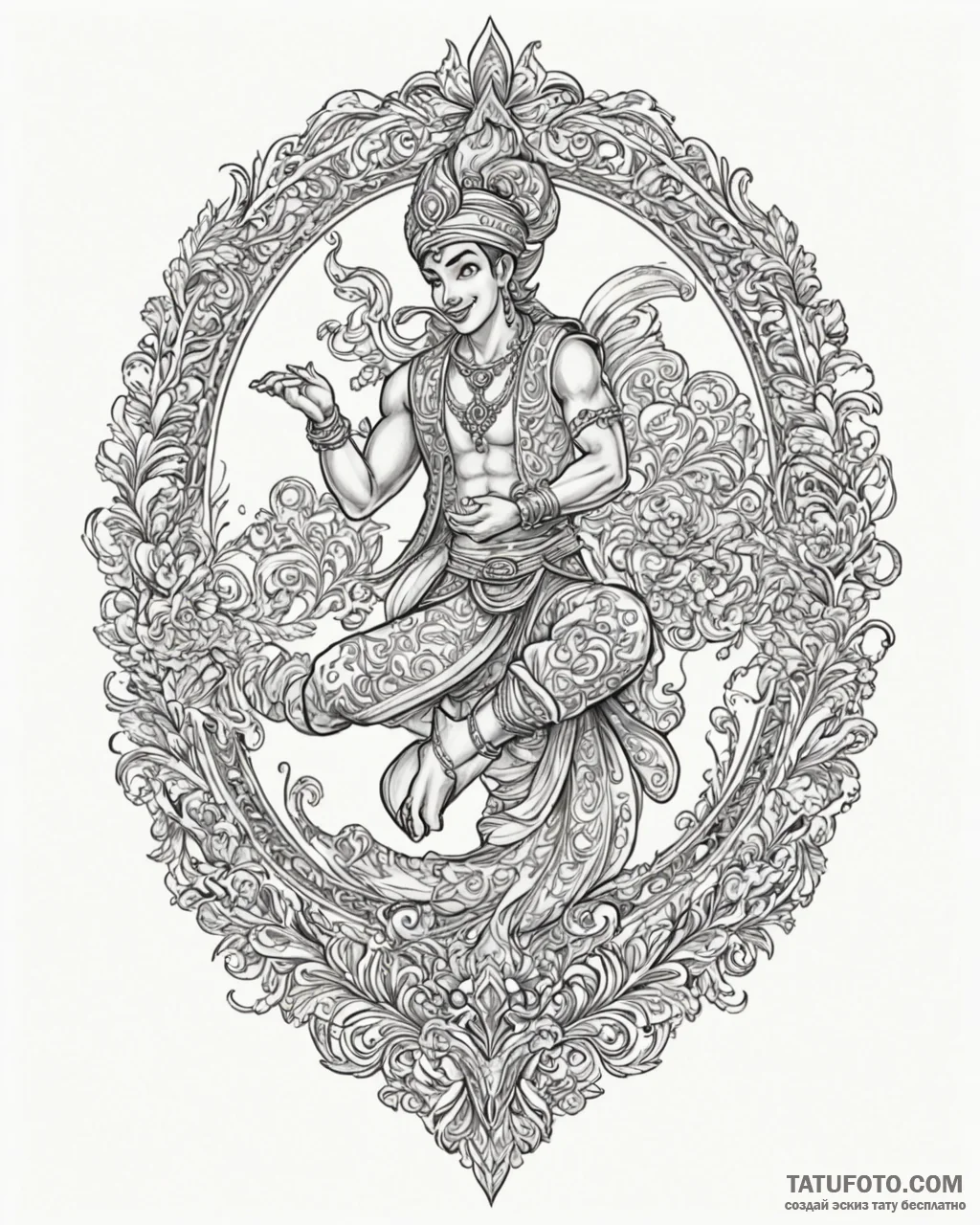 A sketch of the genie from aladdin, «you ain’… — эскиз тату (№1752916449_0, 19.07.2025 09:14) — Tatufoto.com