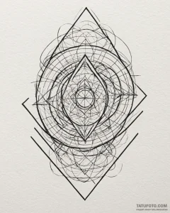 The stark, geometric interior of a modern art... - эскиз тату (№1752917859_0, 19.07.2025 09:37) — Tatufoto.com