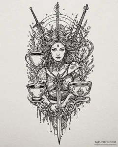 Tattoo sketch a zodiac glyph with subtle taro... - эскиз тату (№1752917942_0, 19.07.2025 09:39) — Tatufoto.com