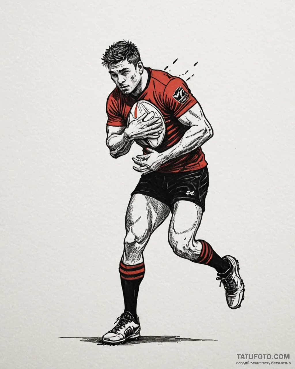 Tattoo sketch a rugby player mid-tackle., art… — эскиз тату (№1752918106_0, 19.07.2025 09:41) — Tatufoto.com
