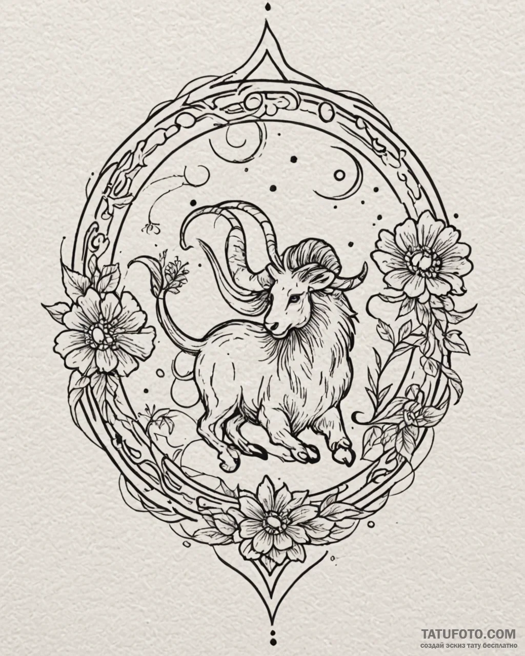 Tattoo sketch a zodiac symbol with a tiny, co… — эскиз тату (№1752918271_0, 19.07.2025 09:44) — Tatufoto.com