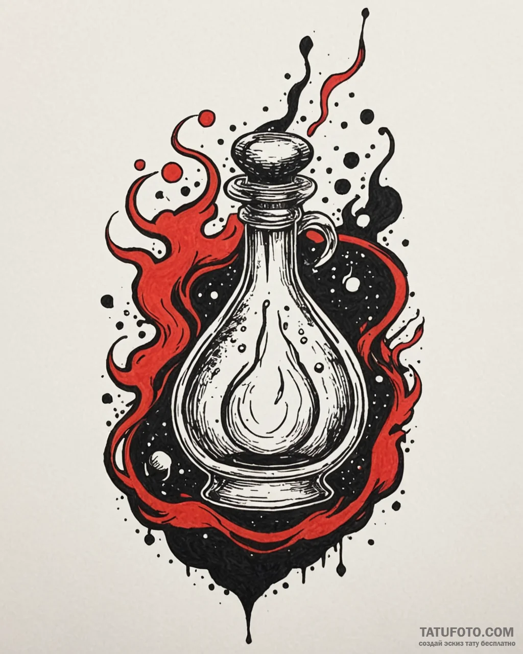 Tattoo design a stylized mana potion with a m... - эскиз тату (№1752918767_0, 19.07.2025 09:52) — Tatufoto.com