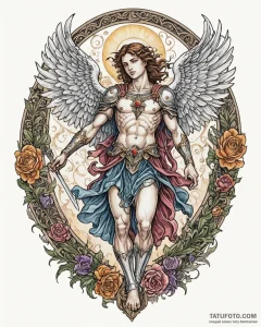 Archangel michael, tattoo sketch design, neo... - эскиз тату (№1752918849_0, 19.07.2025 09:54) — Tatufoto.com