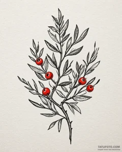 Tattoo sketch a minimalist olive branch, symb... - эскиз тату (№1752919262_0, 19.07.2025 10:01) — Tatufoto.com