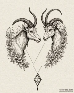 Tattoo design a capricorn goat-fish, its two... - эскиз тату (№1752919510_0, 19.07.2025 10:05) — Tatufoto.com