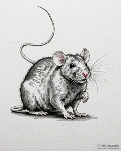 Rat, artistic tattoo sketch, on a clean white... - эскиз тату (№1752920087_0, 19.07.2025 10:14) — Tatufoto.com