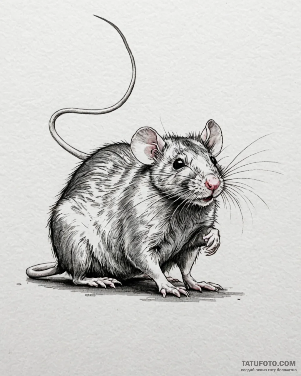 Rat, artistic tattoo sketch, on a clean white… — эскиз тату (№1752920087_0, 19.07.2025 10:14) — Tatufoto.com