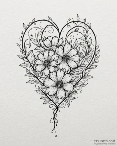 Tattoo sketch a flower whose petals are subtl... - эскиз тату (№1752920581_0, 19.07.2025 10:23) — Tatufoto.com