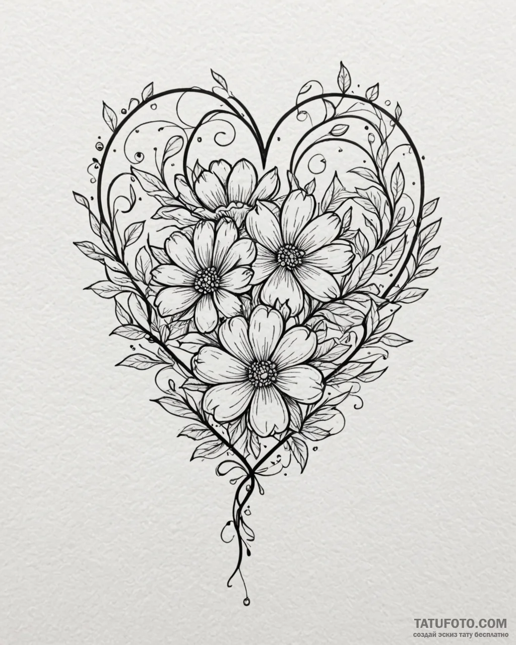 Tattoo sketch a flower whose petals are subtl... - эскиз тату (№1752920581_0, 19.07.2025 10:23) — Tatufoto.com