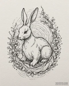 A minimalist tattoo of the rabbit from donnie... - эскиз тату (№1752920663_0, 19.07.2025 10:24) — Tatufoto.com