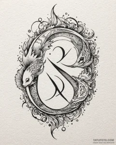 Tattoo design the glyph for pisces (12th hous... - эскиз тату (№1752920746_0, 19.07.2025 10:25) — Tatufoto.com