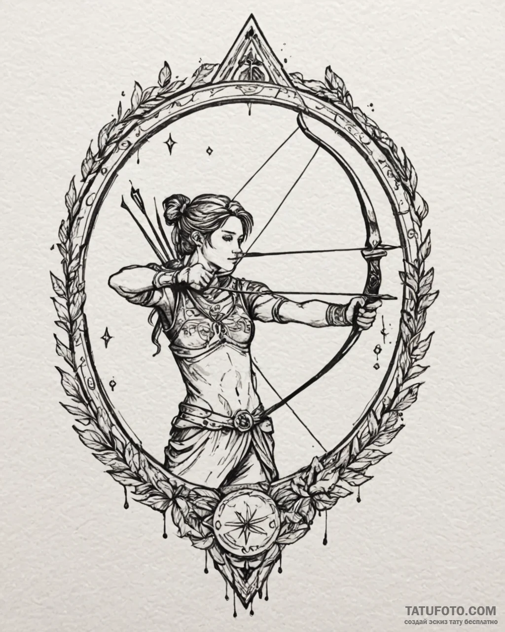 Tattoo sketch a sagittarius archer, with jupi… — эскиз тату (№1752920828_0, 19.07.2025 10:27) — Tatufoto.com