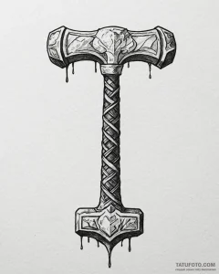 A linework tattoo of thor's hammer, mjolnir,... - эскиз тату (№1752920911_0, 19.07.2025 10:28) — Tatufoto.com