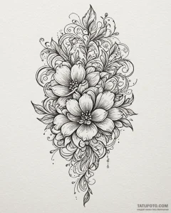 Tattoo design a minimalist floral design on t... - эскиз тату (№1752920993_0, 19.07.2025 10:29) — Tatufoto.com
