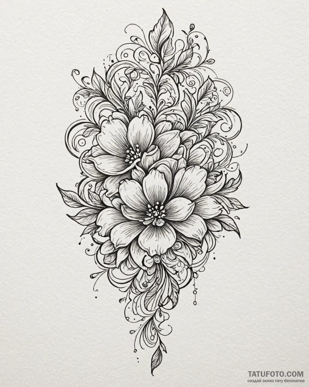 Tattoo design a minimalist floral design on t… — эскиз тату (№1752920993_0, 19.07.2025 10:29) — Tatufoto.com